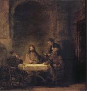 Rembrandt van rijn Christ in Emmaus oil painting artist